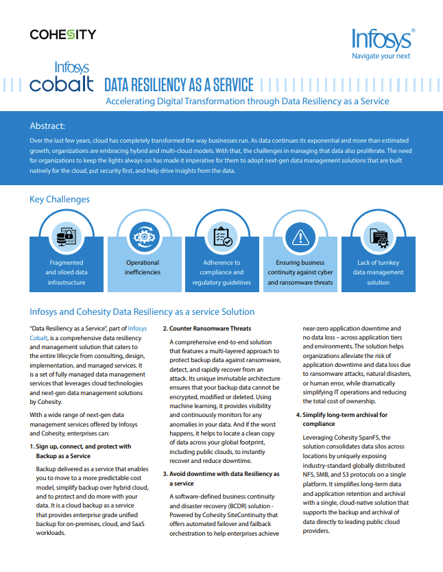 Data resilience as a service