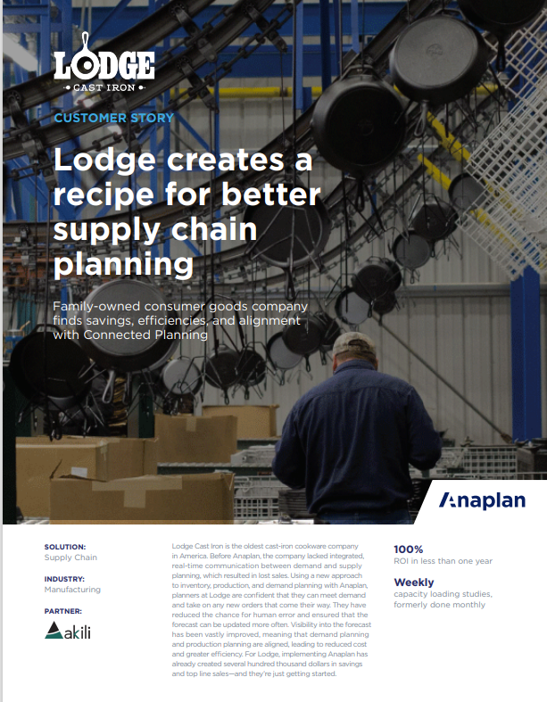 Lodge creates a recipe for better supply chain planning