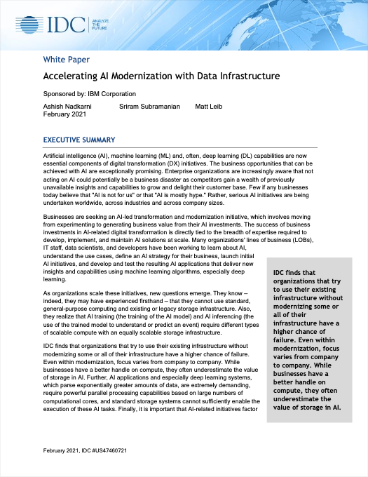 Accelerating AI Modernization with Data Infrastructure